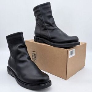 Bueno Olive B2166 Leather Ankle Boot Womens EU 38 US 7.5 Side Zip Slouch New